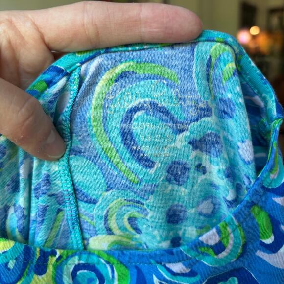 Lilly Pulitzer Girl's Angelina Dress in Sea Blue Lilly's Lagoon Print Sz XS - Picture 4 of 6